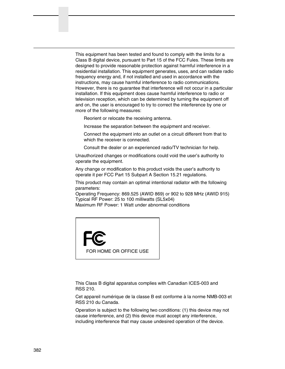 Communication notices, Canada | Printronix SL_T5R Energy Star User Manual | Page 382 / 412