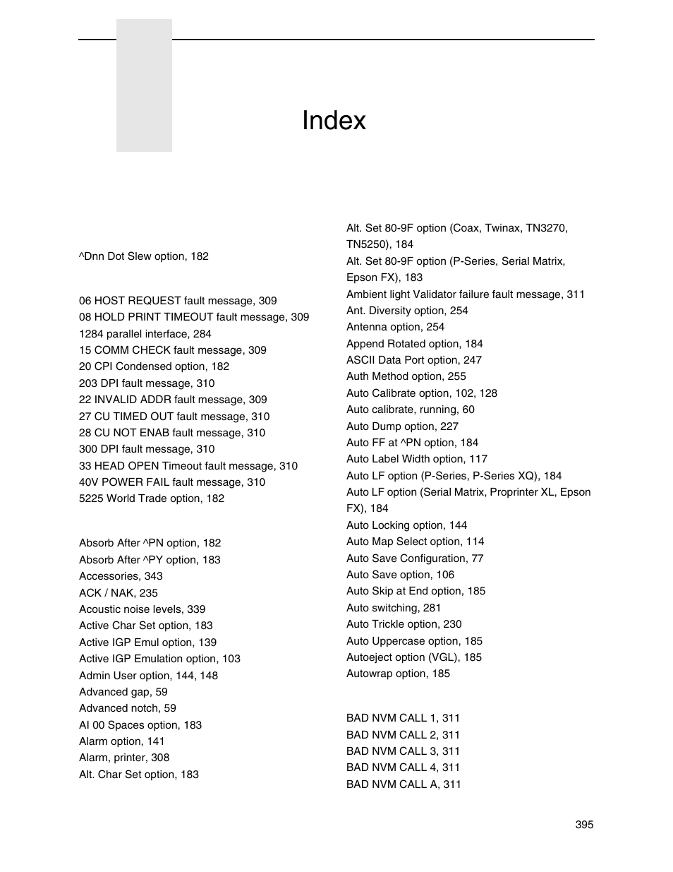 Index, Symbols, Numerics | Printronix SL_T5R Energy Star User Manual | Page 395 / 412