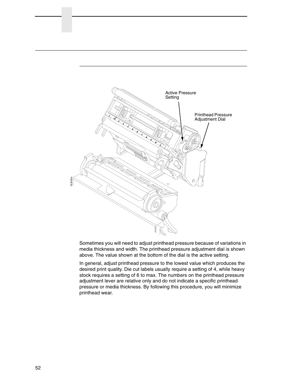 Printing adjustments, Printhead pressure adjustment, Printhead pressure | Printronix SL_T5R Energy Star User Manual | Page 52 / 412