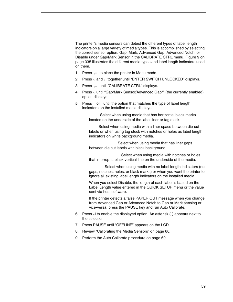 Sensing different media types | Printronix SL_T5R Energy Star User Manual | Page 59 / 412