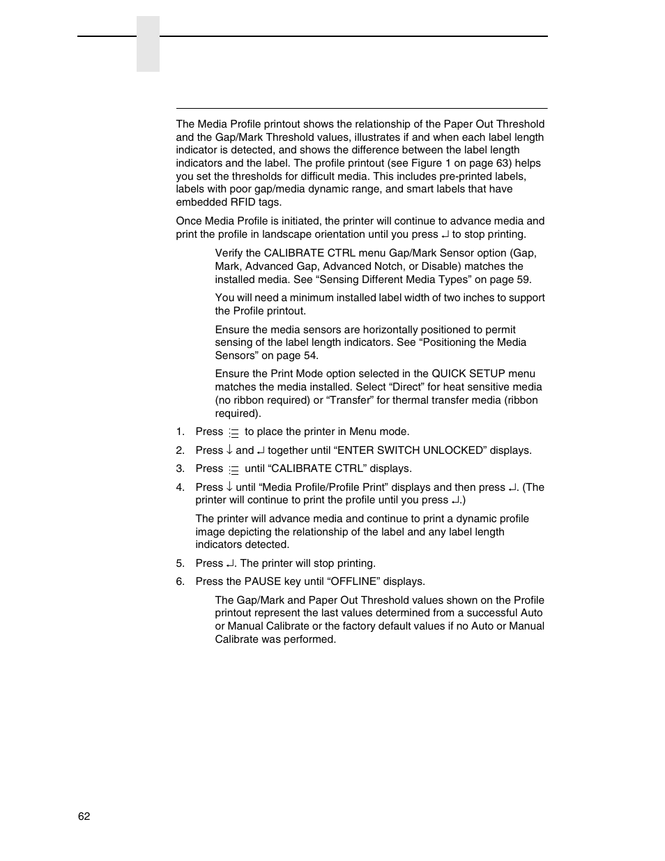 Running media profile | Printronix SL_T5R Energy Star User Manual | Page 62 / 412