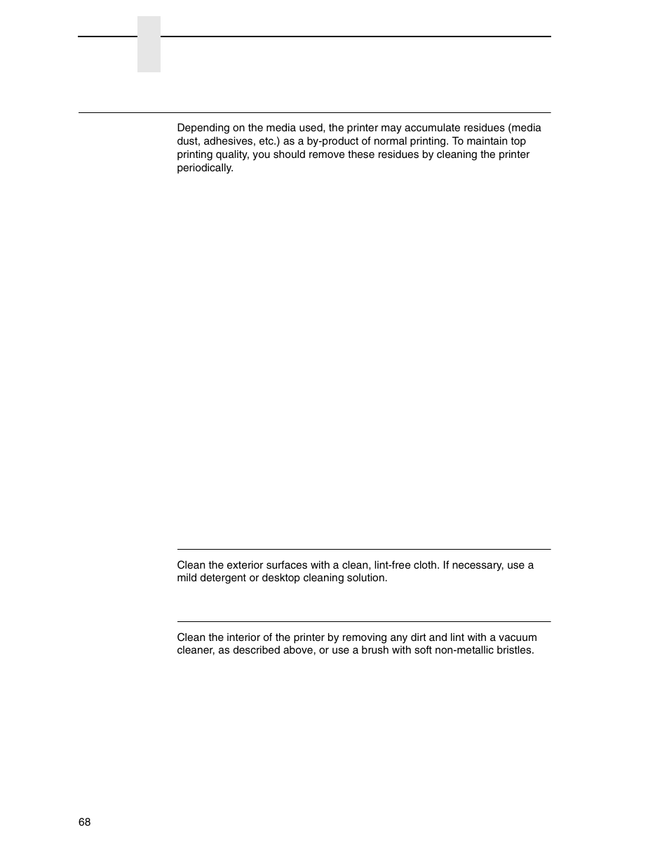 Cleaning, Exterior cleaning, Interior cleaning | Printronix SL_T5R Energy Star User Manual | Page 68 / 412