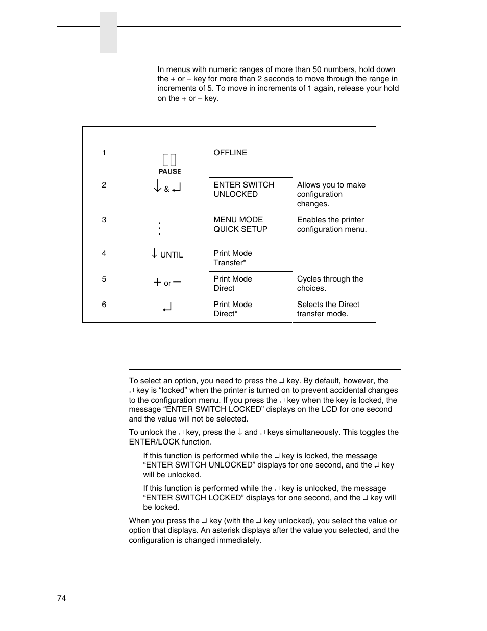 Selecting a menu option | Printronix SL_T5R Energy Star User Manual | Page 74 / 412