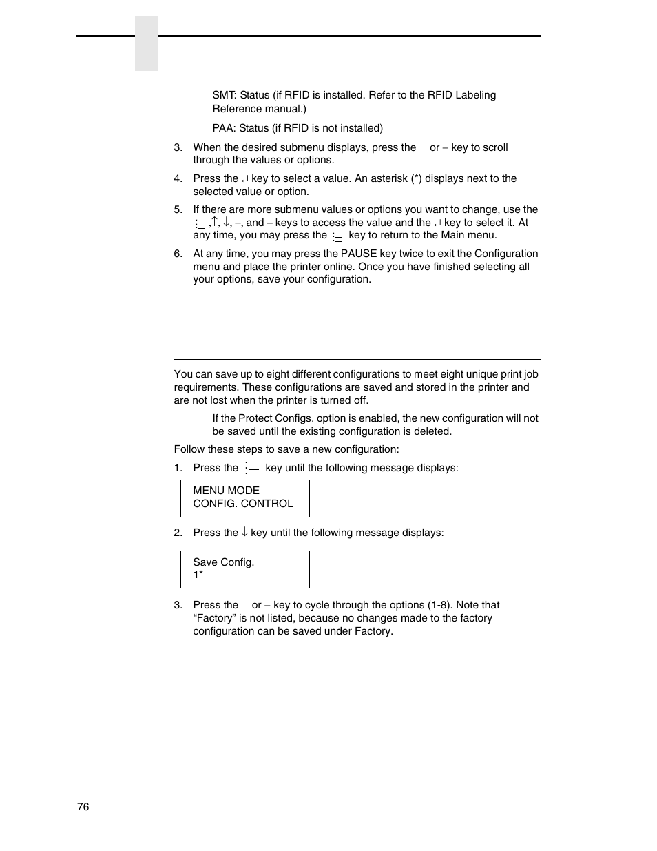 Saving a configuration | Printronix SL_T5R Energy Star User Manual | Page 76 / 412