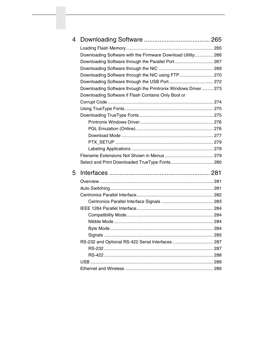 4 downloading software, 5 interfaces | Printronix SL_T5R Energy Star User Manual | Page 8 / 412