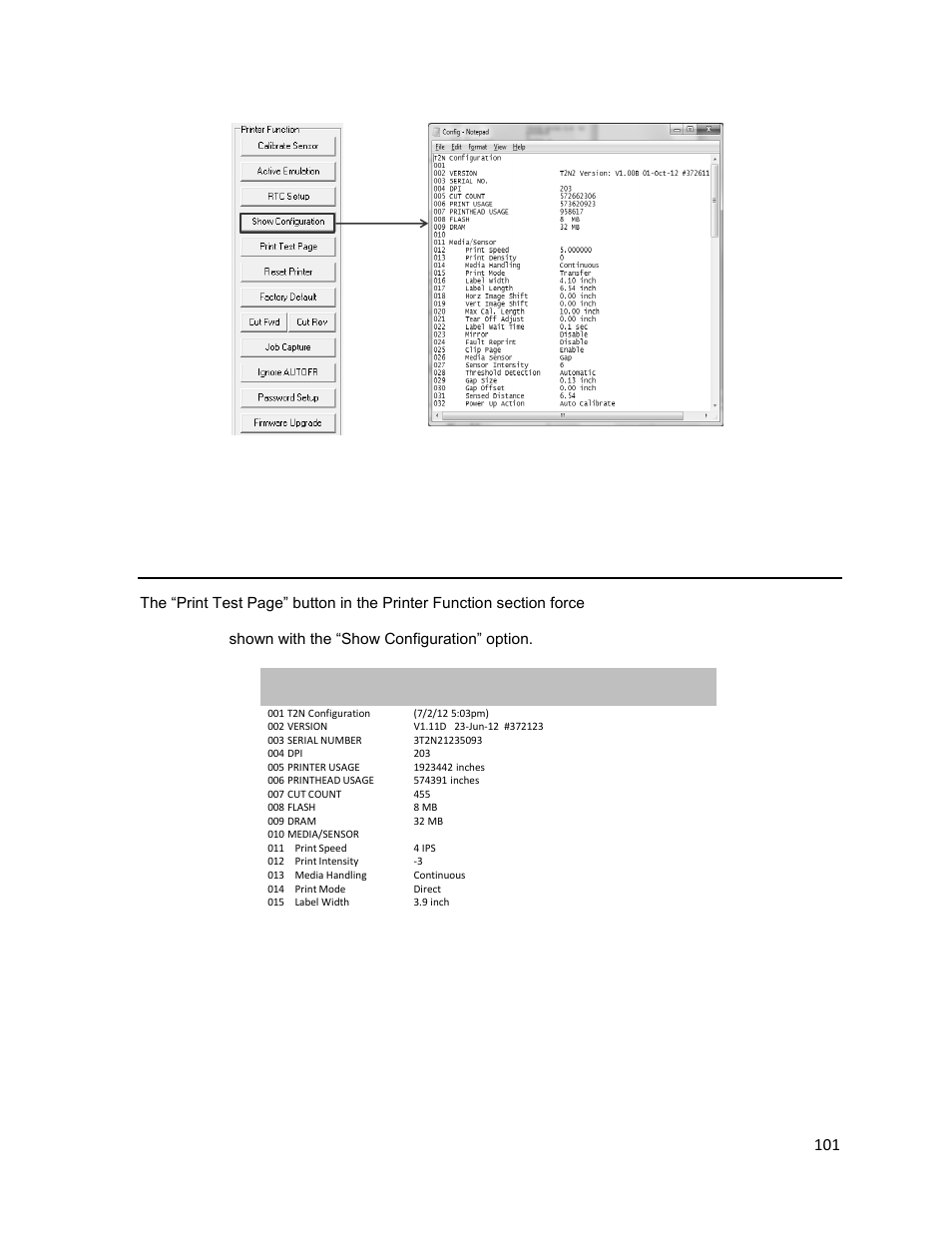 Print test page | Printronix T2N User Manual | Page 101 / 150