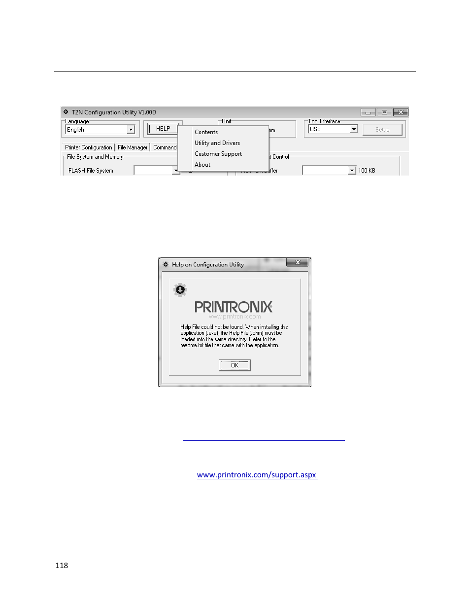 Help | Printronix T2N User Manual | Page 118 / 150