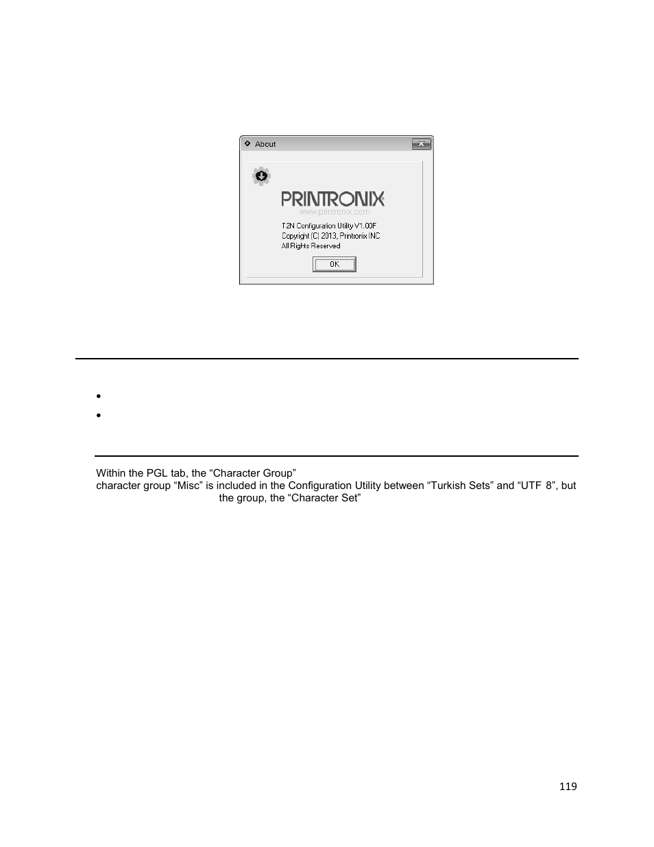 Character sets, Pgl character sets | Printronix T2N User Manual | Page 119 / 150