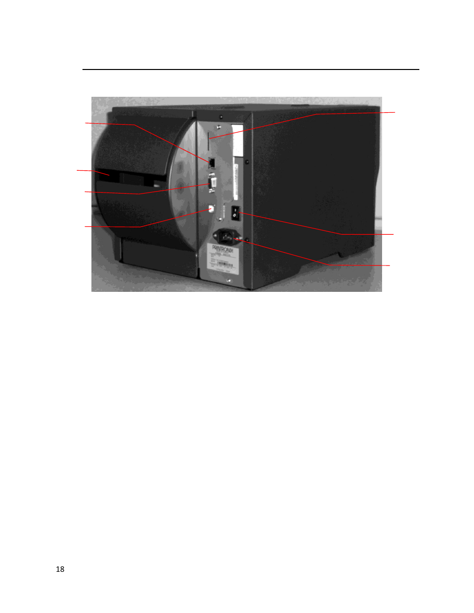 Rear view | Printronix T2N User Manual | Page 18 / 150