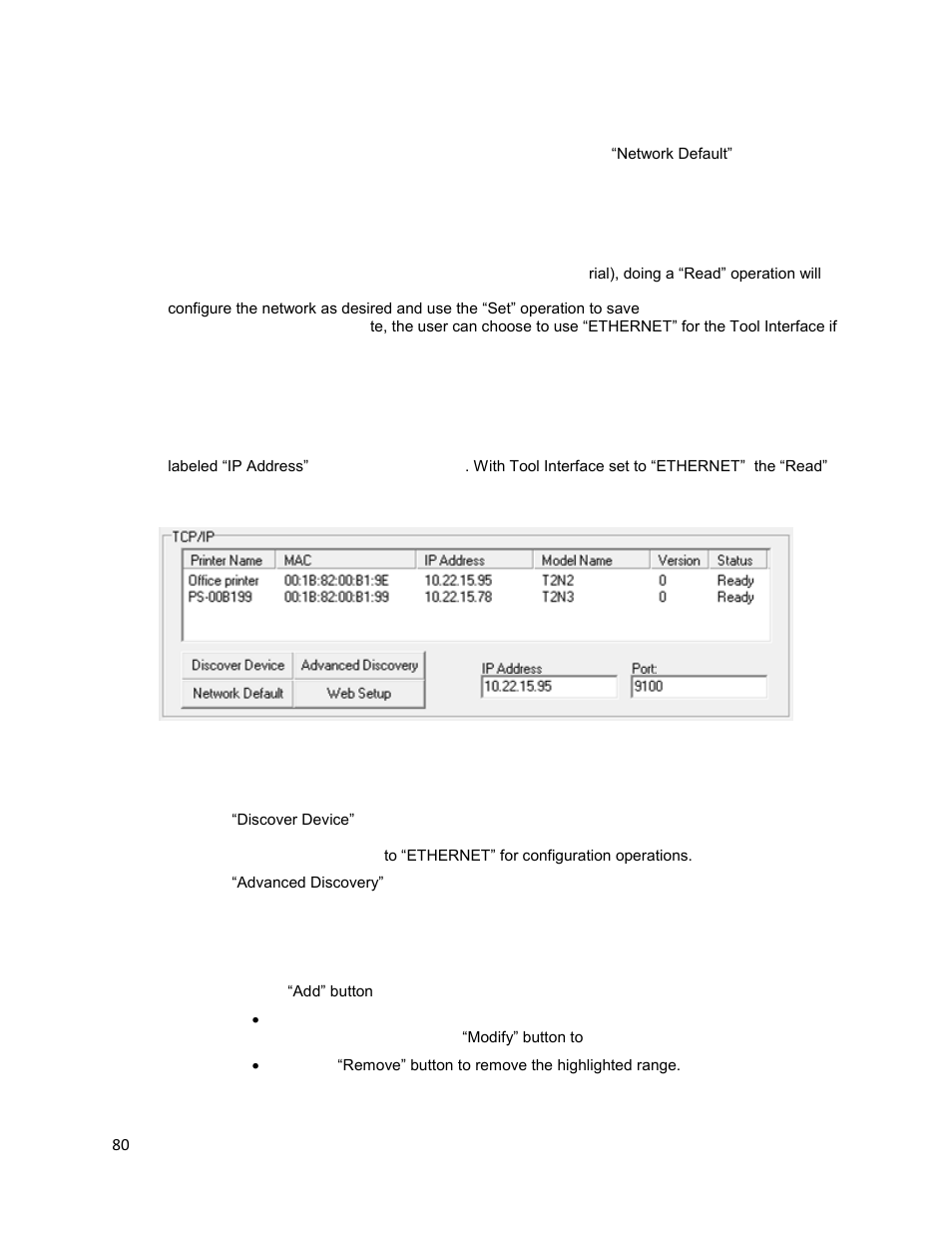 Ethernet connection, Resetting network defaults | Printronix T2N User Manual | Page 80 / 150