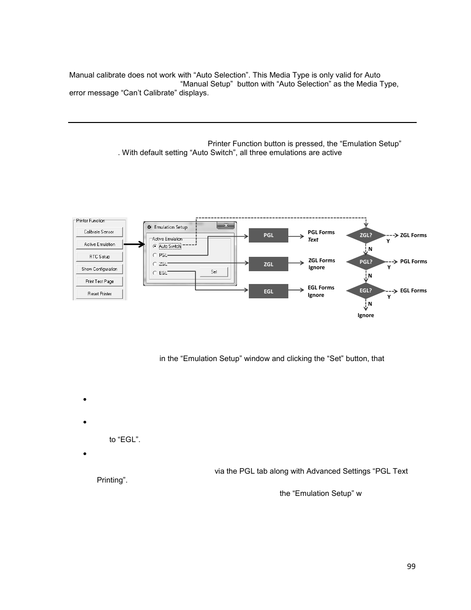 Active emulation, Auto selection media type | Printronix T2N User Manual | Page 99 / 150