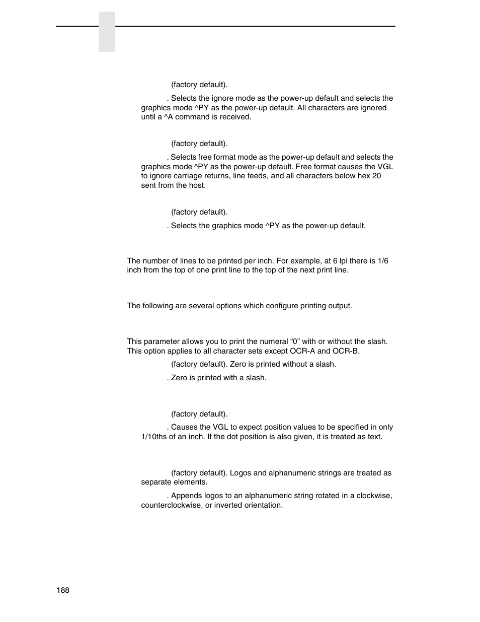 Graphics options | Printronix P8000 Series Cartridge Ribbon Printer User Manual | Page 188 / 414