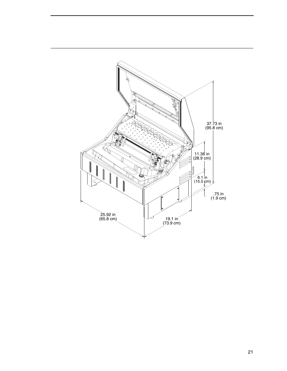 Printer dimensions | Printronix P8000 Series Cartridge Ribbon Printer User Manual | Page 21 / 414