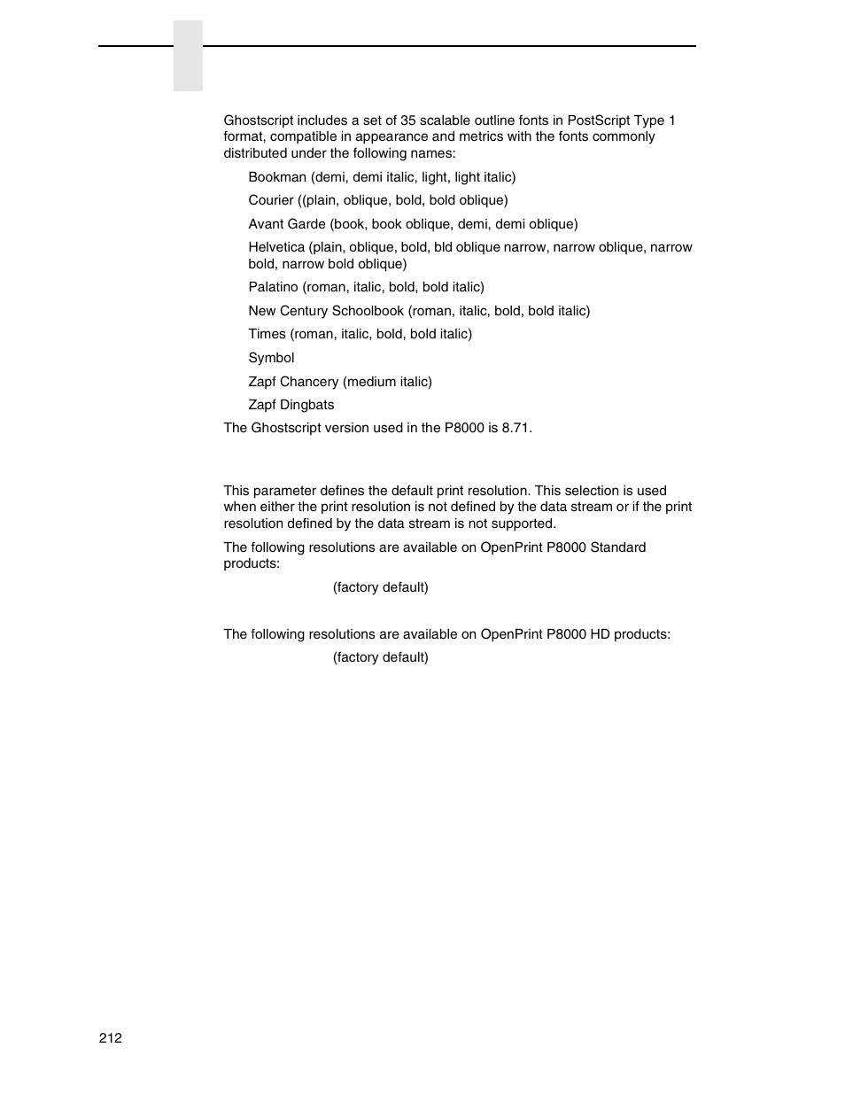 Resolution | Printronix P8000 Series Cartridge Ribbon Printer User Manual | Page 212 / 414