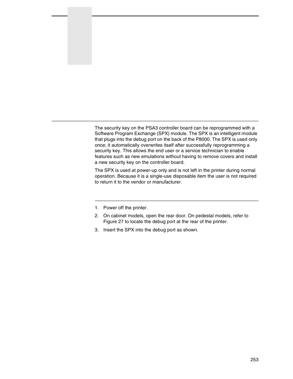 6 reprogramming the security key, Reprogramming the security key, How to program the security key | Printronix P8000 Series Cartridge Ribbon Printer User Manual | Page 253 / 414