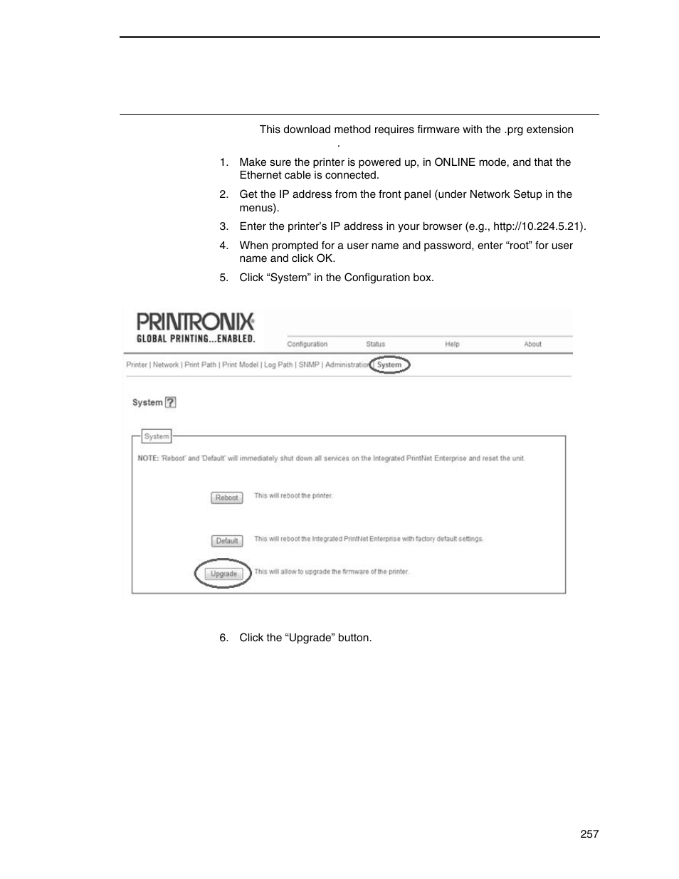 Web page download | Printronix P8000 Series Cartridge Ribbon Printer User Manual | Page 257 / 414