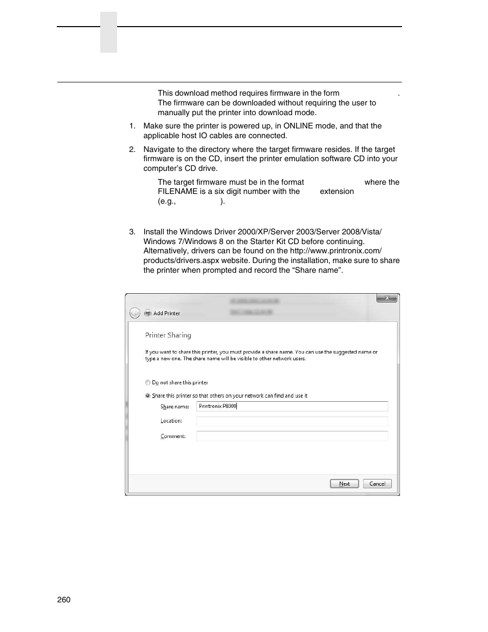 Automatic download (.exe) | Printronix P8000 Series Cartridge Ribbon Printer User Manual | Page 260 / 414