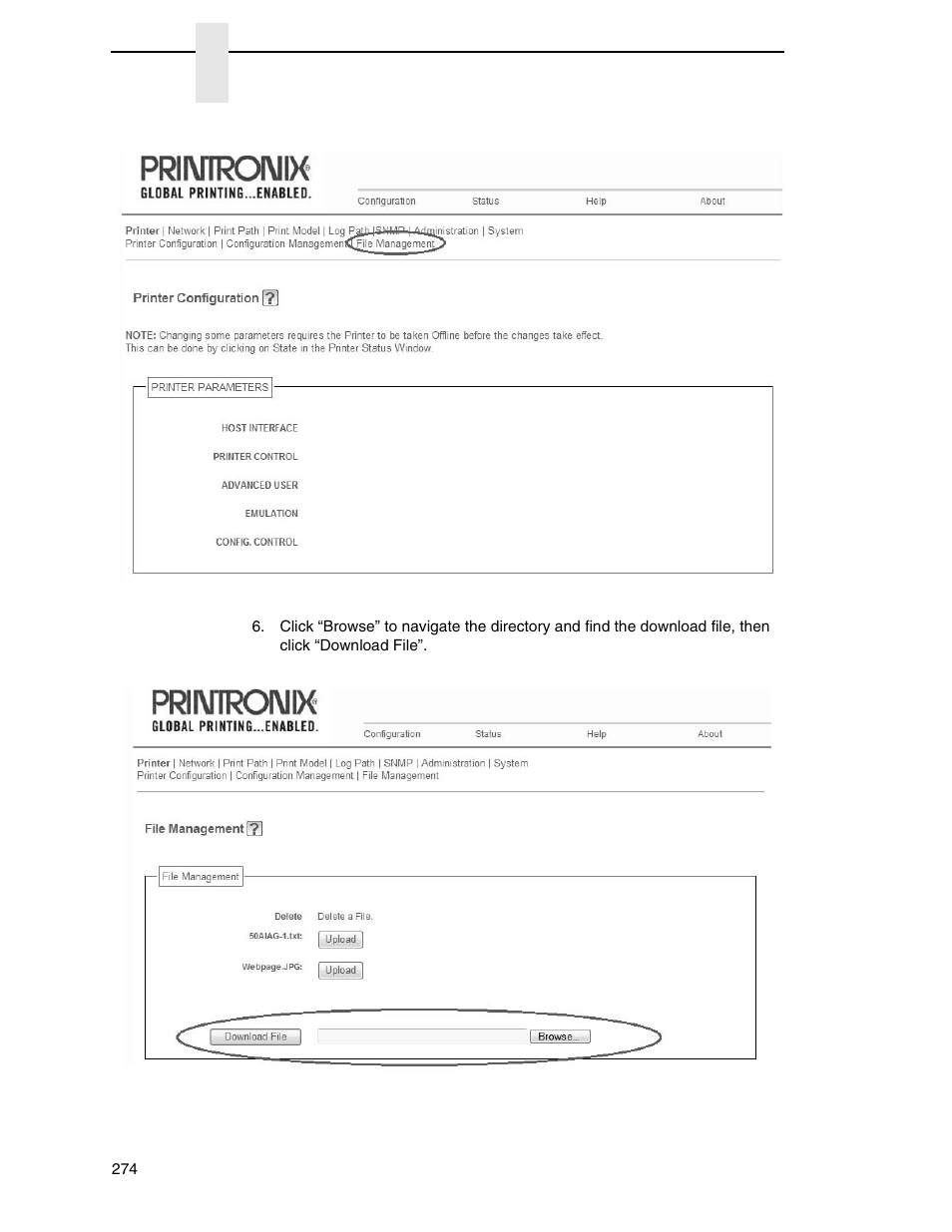 Printronix P8000 Series Cartridge Ribbon Printer User Manual | Page 274 / 414