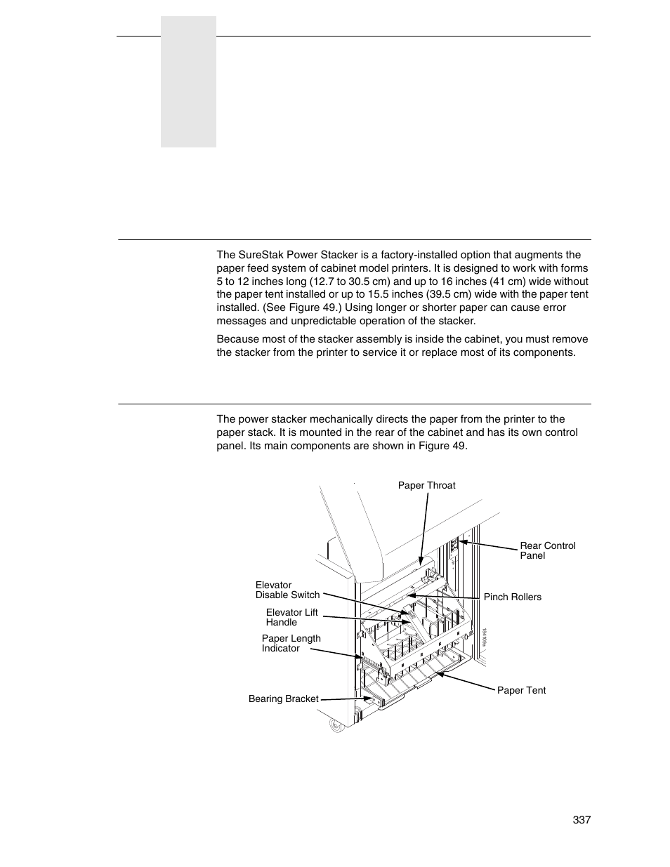 C surestak™ power stacker, Introduction, Stacker operation | Surestak, Power stacker | Printronix P8000 Series Cartridge Ribbon Printer User Manual | Page 337 / 414