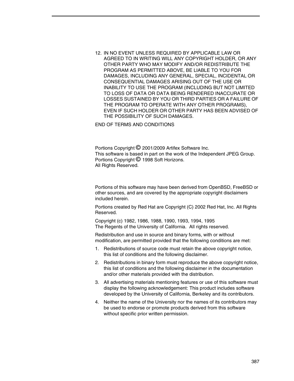 Bsd license | Printronix P8000 Series Cartridge Ribbon Printer User Manual | Page 387 / 414