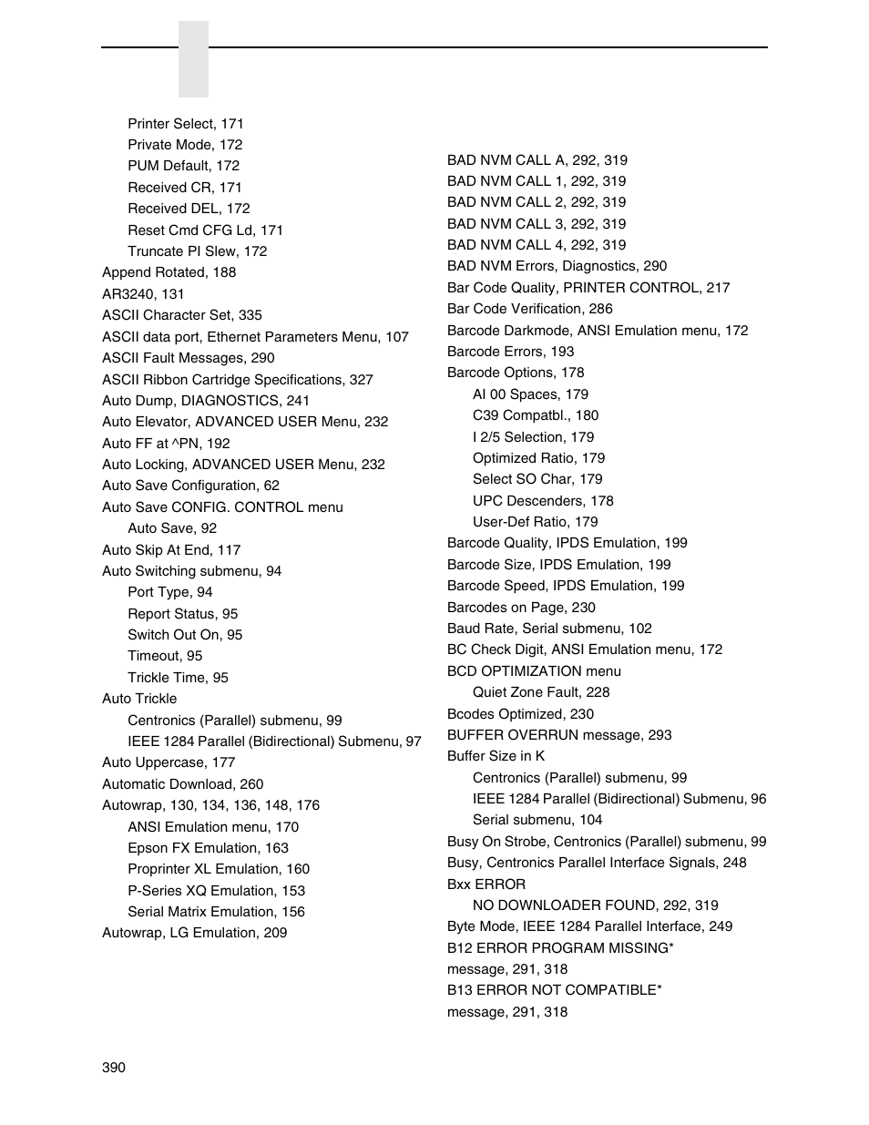 Printronix P8000 Series Cartridge Ribbon Printer User Manual | Page 390 / 414