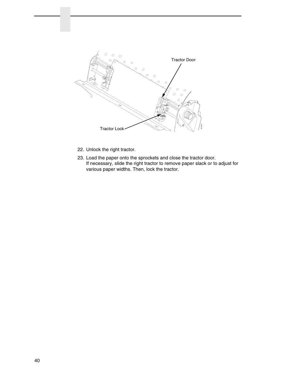 Chapter 3, Tractor lock tractor door | Printronix P8000 Series Cartridge Ribbon Printer User Manual | Page 40 / 414