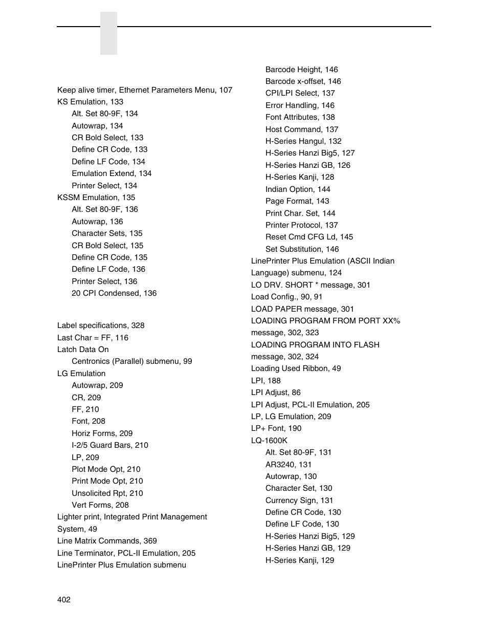 Printronix P8000 Series Cartridge Ribbon Printer User Manual | Page 402 / 414