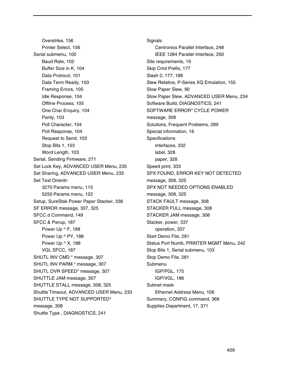 Printronix P8000 Series Cartridge Ribbon Printer User Manual | Page 409 / 414