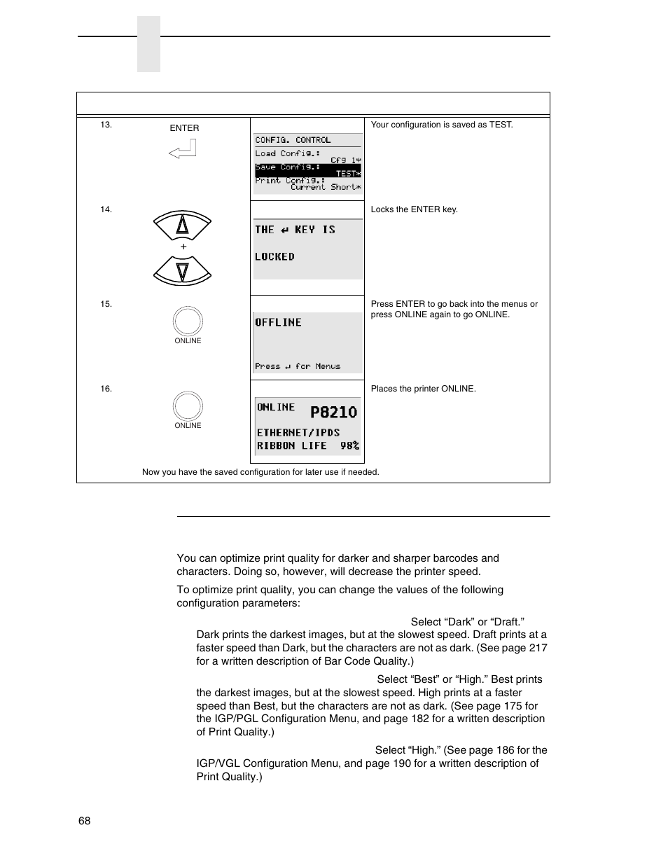 Optimizing print quality, Chapter 4 | Printronix P8000 Series Cartridge Ribbon Printer User Manual | Page 68 / 414