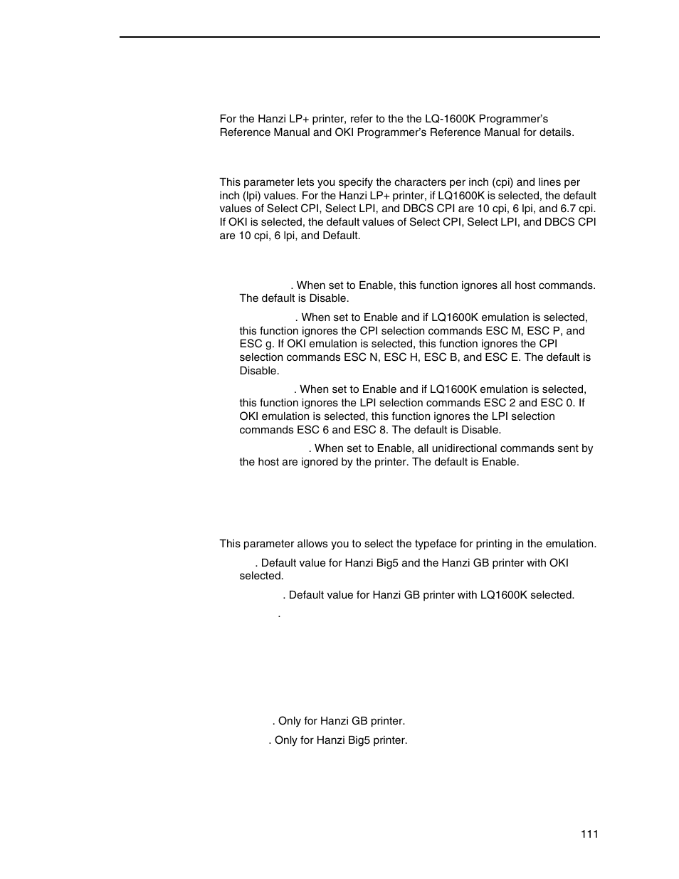 Printer protocol, Cpi/lpi select, Host command | Font attributes | Printronix N7000 H-Series Cartridge Ribbon Printer User Manual | Page 111 / 292