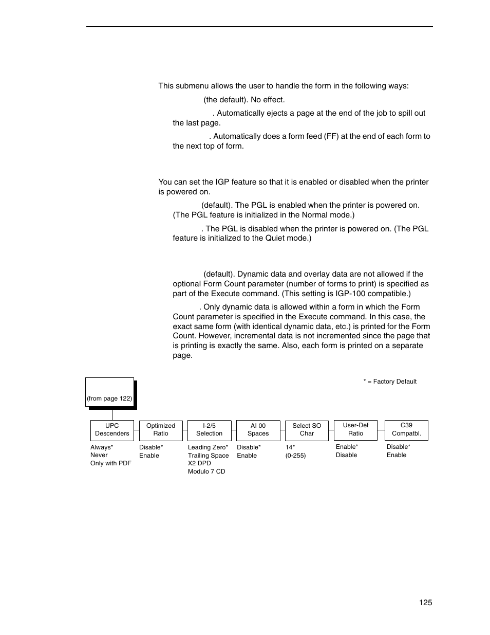 Forms handling, Power on igp/pgl, Ext execute copy | Printronix N7000 H-Series Cartridge Ribbon Printer User Manual | Page 125 / 292