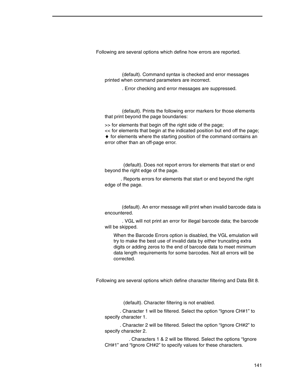 Error handling, Ignore / db8 setup | Printronix N7000 H-Series Cartridge Ribbon Printer User Manual | Page 141 / 292