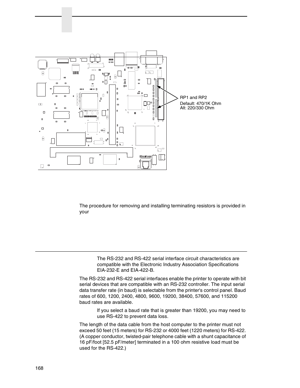 Rs-232 and rs-422 serial interfaces, Removal and installation | Printronix N7000 H-Series Cartridge Ribbon Printer User Manual | Page 168 / 292
