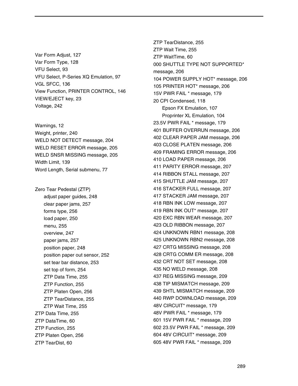 Printronix N7000 H-Series Cartridge Ribbon Printer User Manual | Page 289 / 292