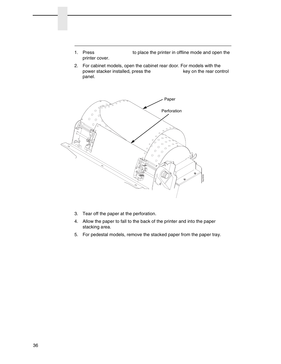 Unload paper, Chapter 3 | Printronix N7000 H-Series Cartridge Ribbon Printer User Manual | Page 36 / 292