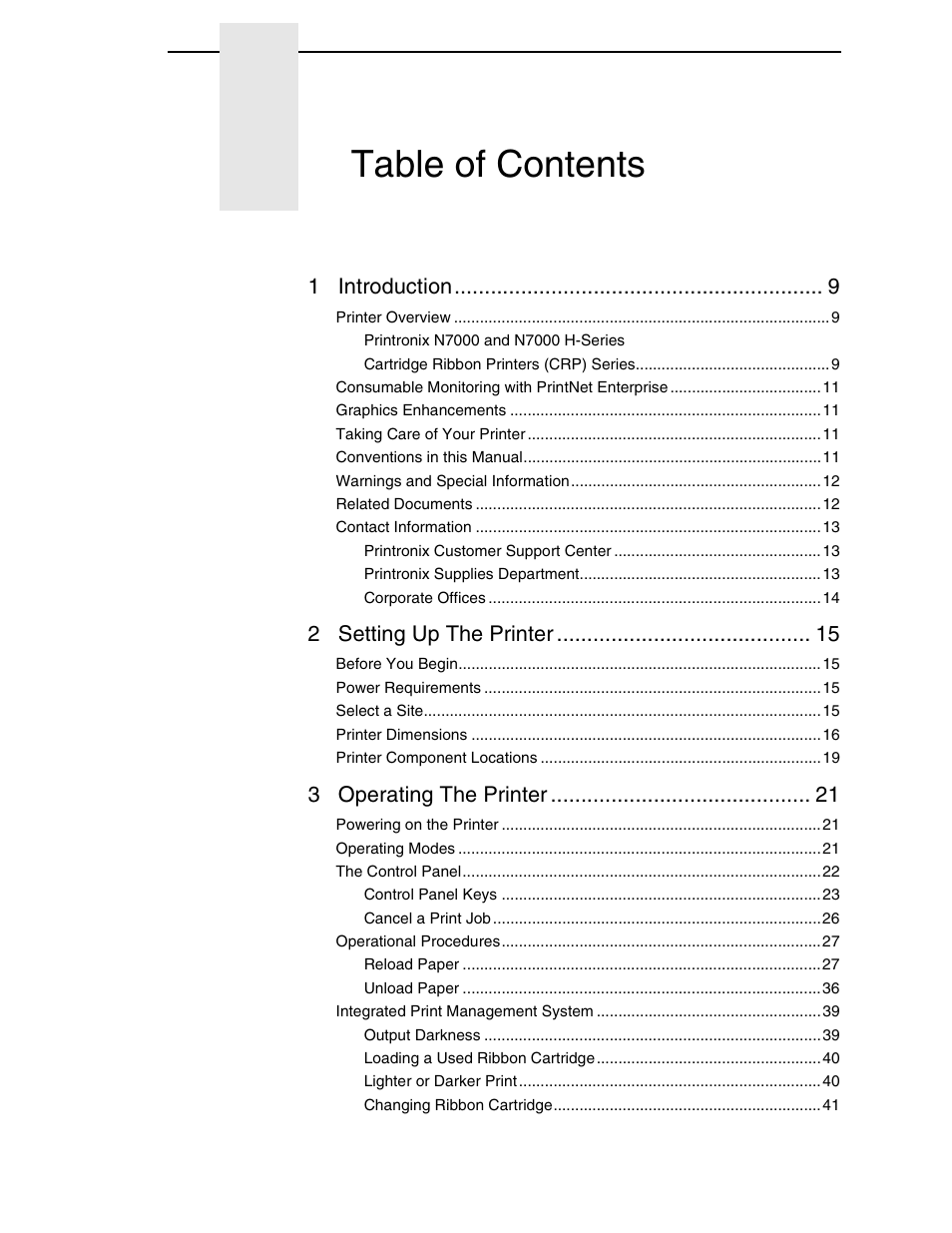 Printronix N7000 H-Series Cartridge Ribbon Printer User Manual | Page 5 / 292