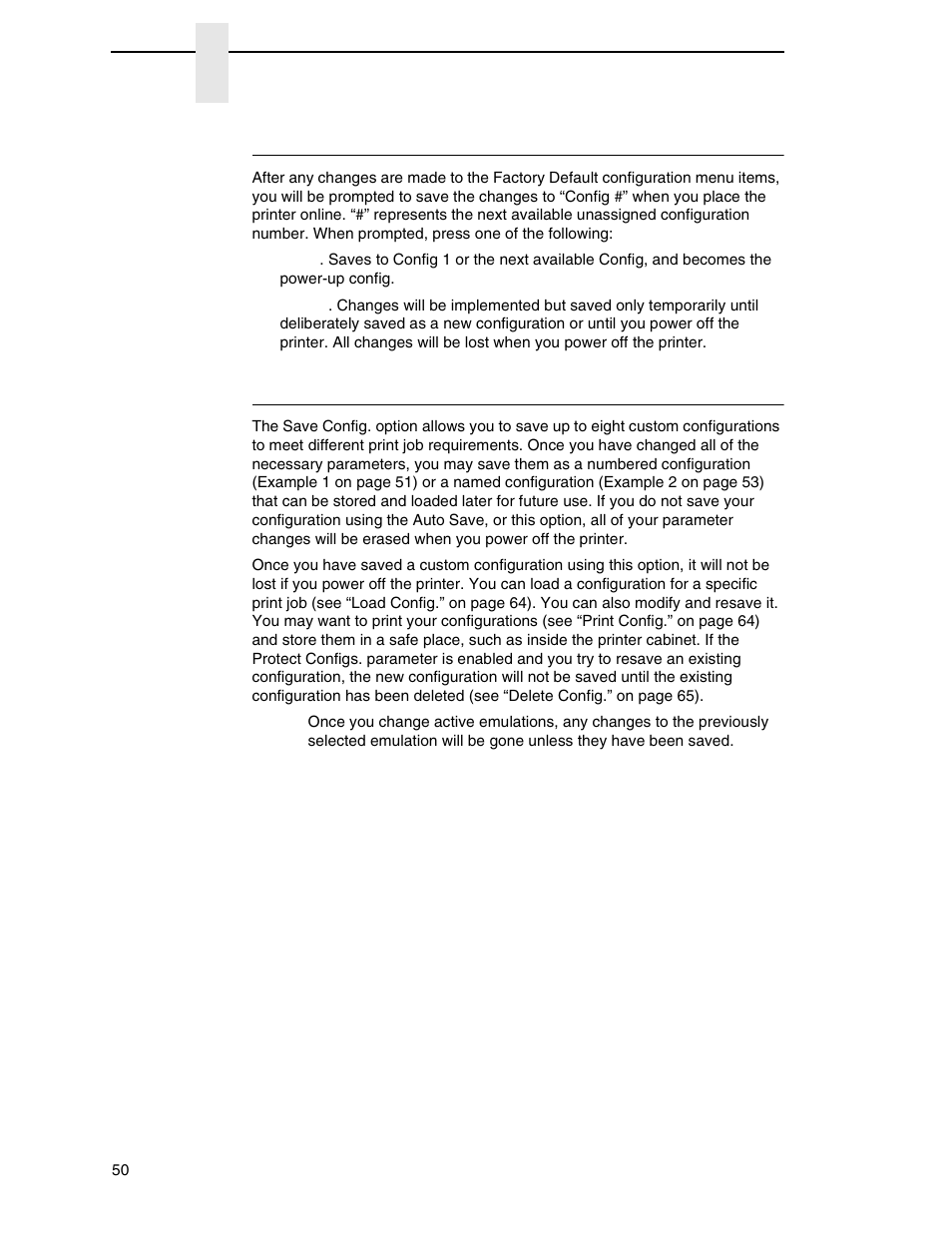 Auto save configuration, Saving your new configuration | Printronix N7000 H-Series Cartridge Ribbon Printer User Manual | Page 50 / 292