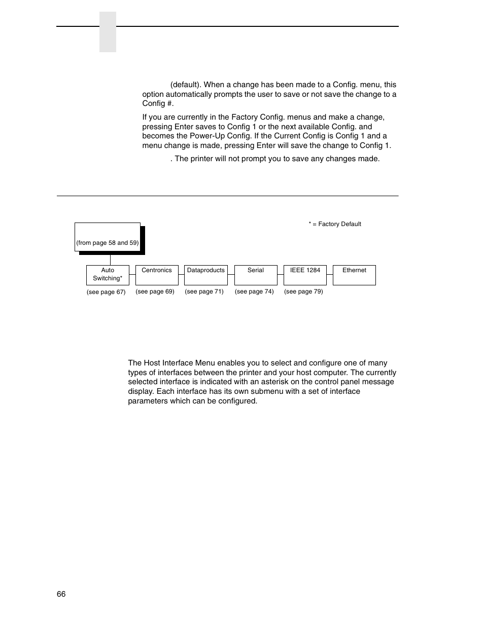 Host interface, Auto save, Chapter 4 | Printronix N7000 H-Series Cartridge Ribbon Printer User Manual | Page 66 / 292