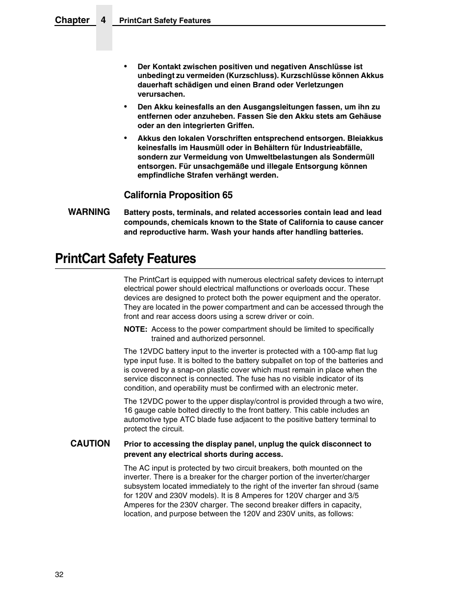 Printcart safety features | Printronix PrintCart User Manual | Page 32 / 62