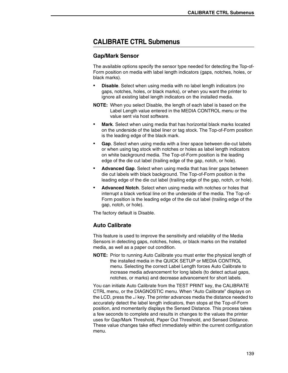 Calibrate ctrl submenus | Printronix SL5000r RFID Smart Label and Thermal Printers User Manual | Page 139 / 394