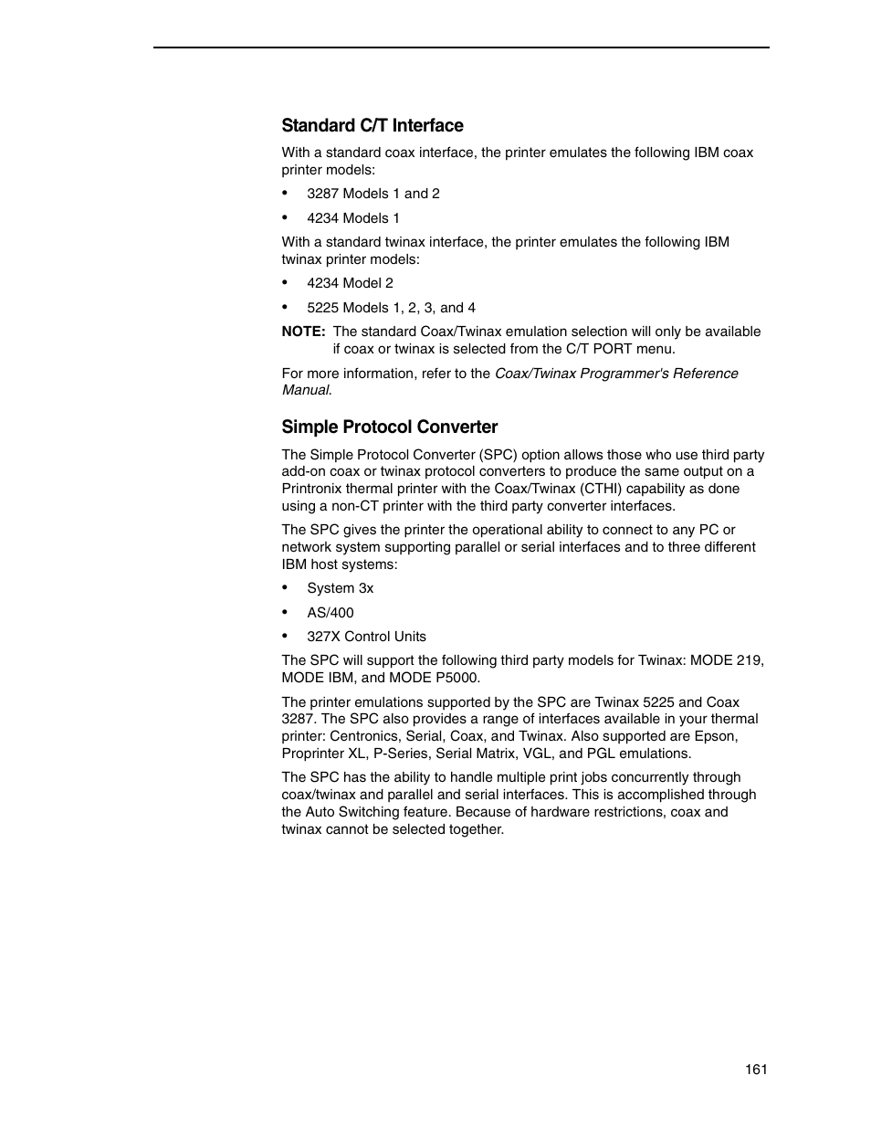 Standard c/t interface, Simple protocol converter | Printronix SL5000r RFID Smart Label and Thermal Printers User Manual | Page 161 / 394