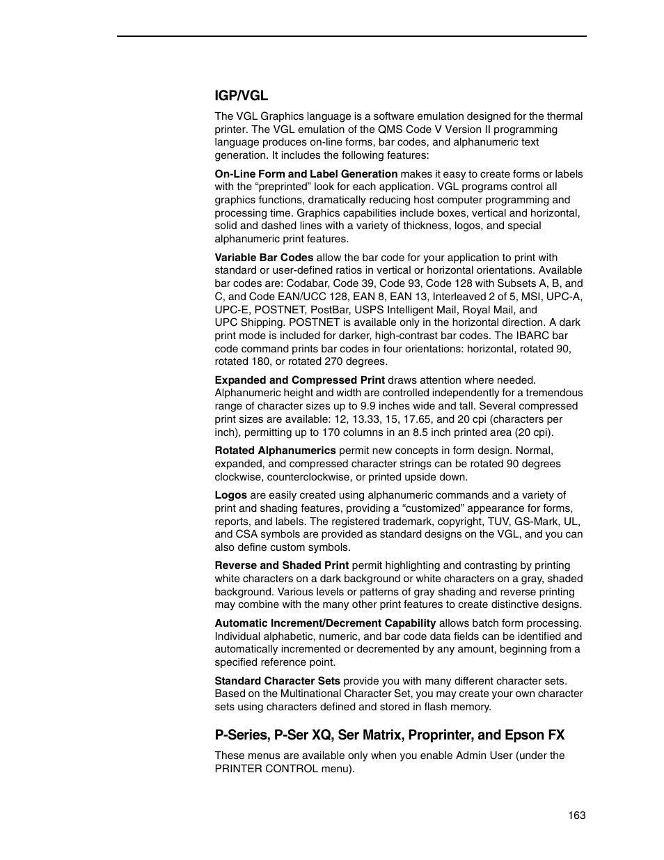 Igp/vgl | Printronix SL5000r RFID Smart Label and Thermal Printers User Manual | Page 163 / 394