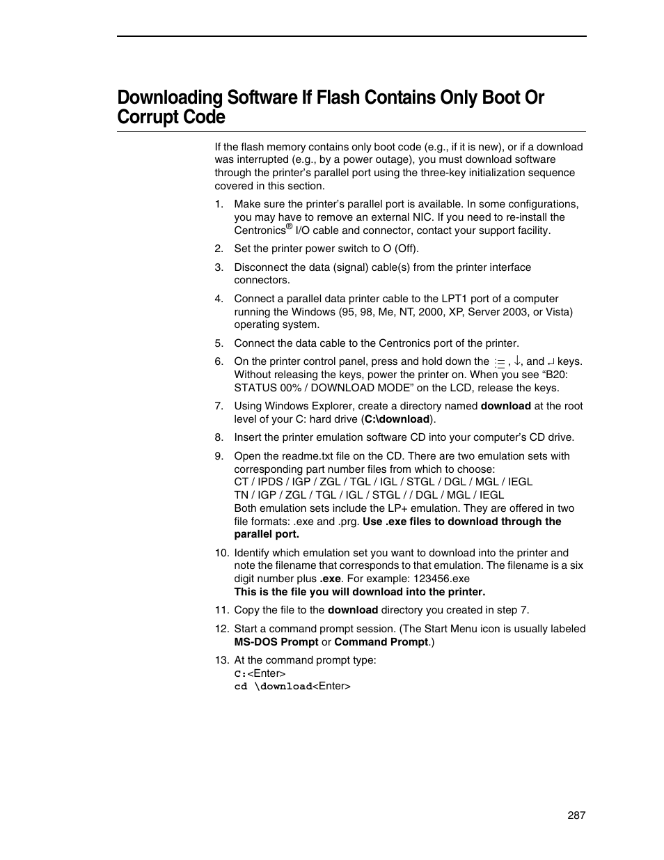 Code | Printronix SL5000r RFID Smart Label and Thermal Printers User Manual | Page 287 / 394