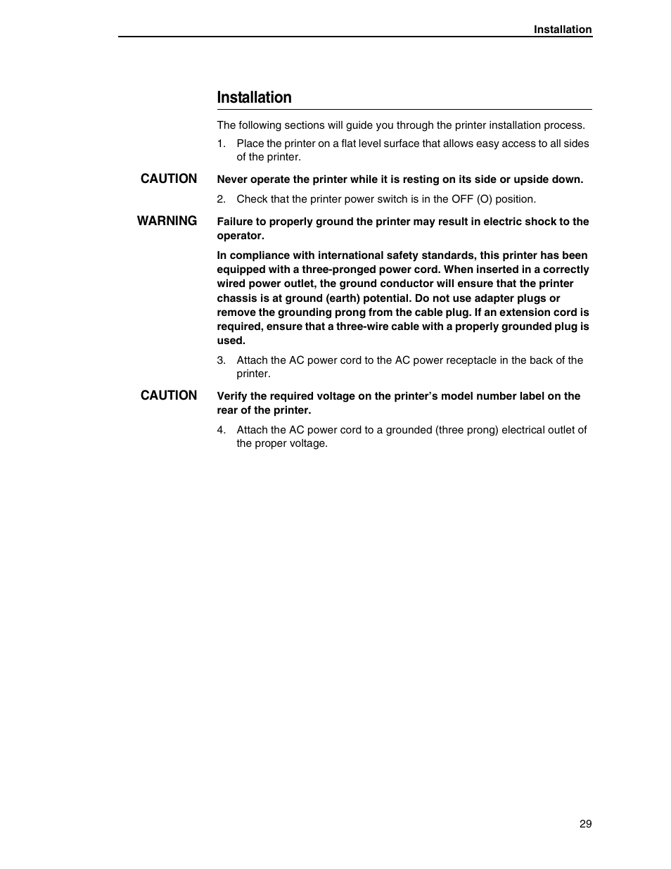 Installation | Printronix SL5000r RFID Smart Label and Thermal Printers User Manual | Page 29 / 394