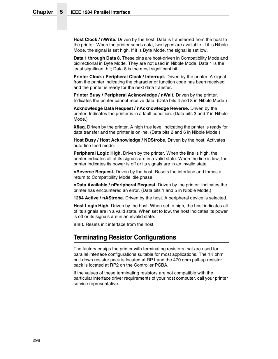Terminating resistor configurations | Printronix SL5000r RFID Smart Label and Thermal Printers User Manual | Page 298 / 394