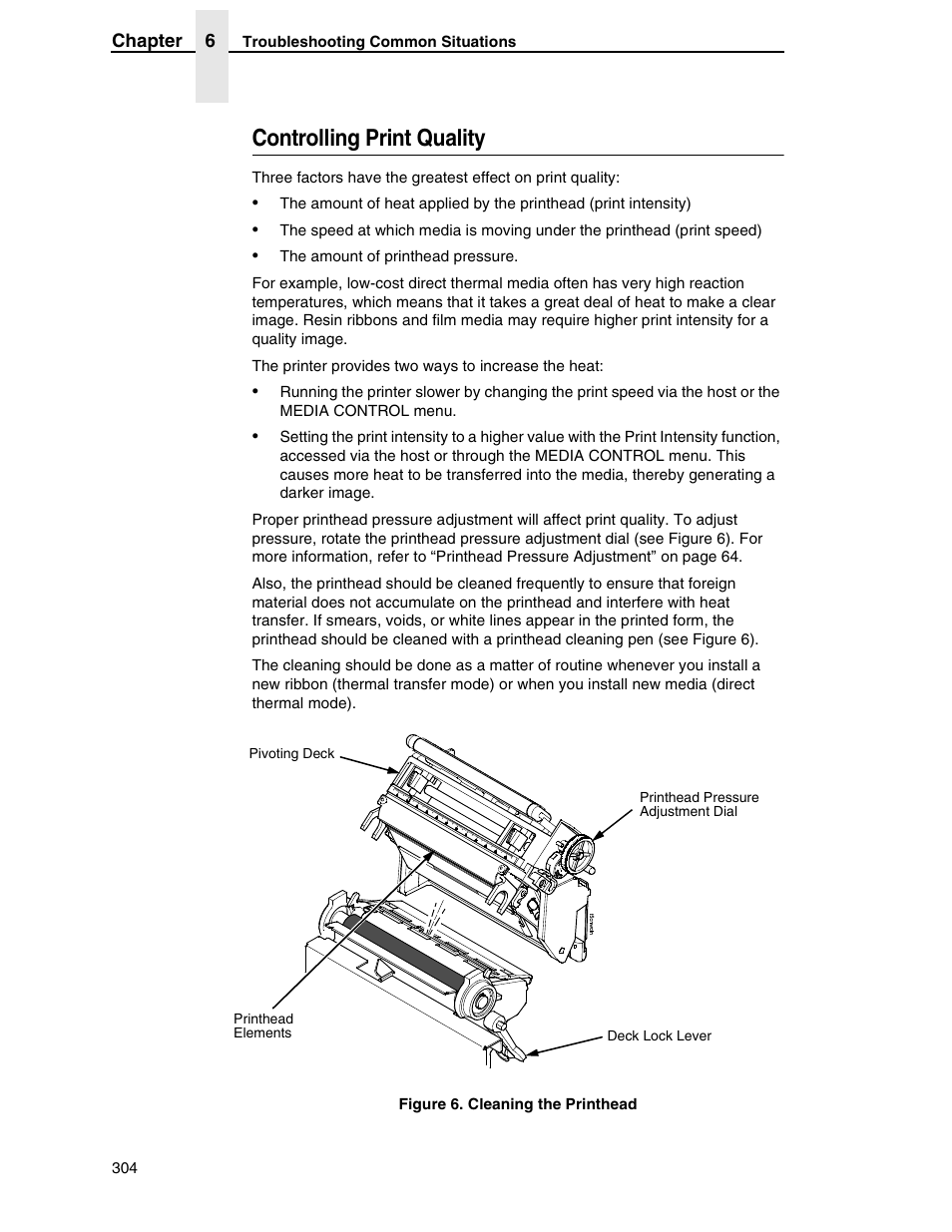 Controlling print quality | Printronix SL5000r RFID Smart Label and Thermal Printers User Manual | Page 304 / 394