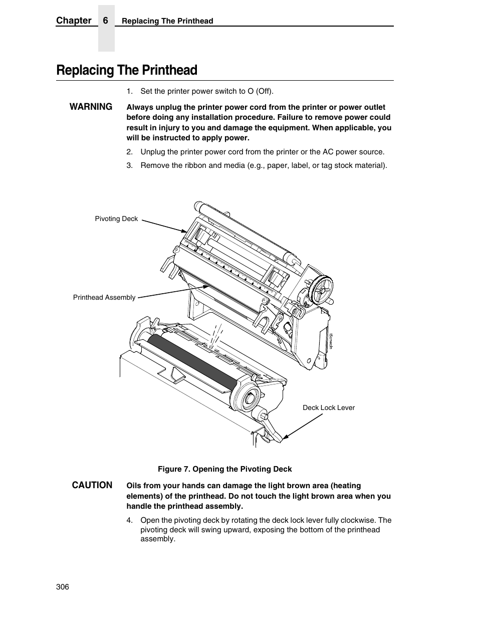 Replacing the printhead | Printronix SL5000r RFID Smart Label and Thermal Printers User Manual | Page 306 / 394