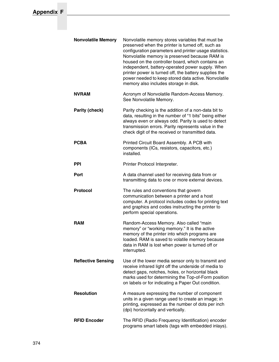 Printronix SL5000r RFID Smart Label and Thermal Printers User Manual | Page 374 / 394