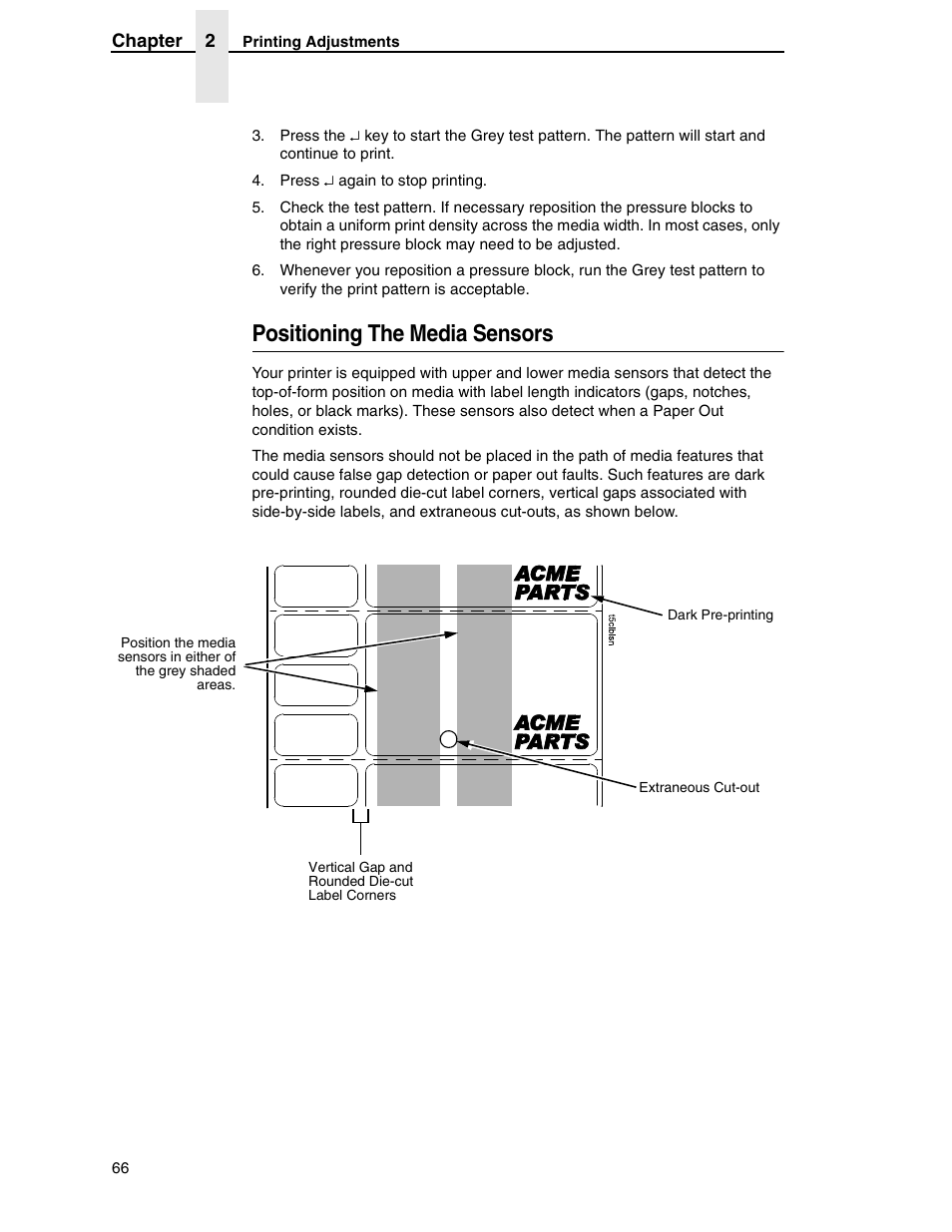 Positioning the media sensors | Printronix SL5000r RFID Smart Label and Thermal Printers User Manual | Page 66 / 394