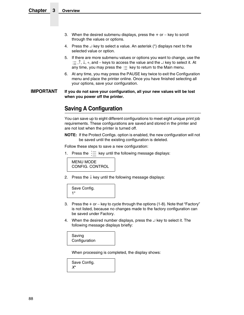 Saving a configuration | Printronix SL5000r RFID Smart Label and Thermal Printers User Manual | Page 88 / 394